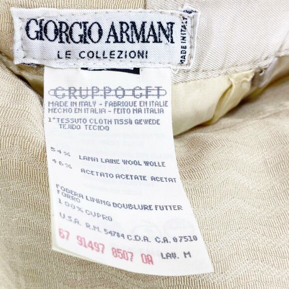 GIORGIO ARMANI Vintage Wool Tan Beige Two Piece Jacket and Skirt Suit Set - Picture 4 of 15